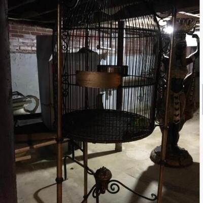 Massive 6 foot Tall Antique Metal Bird Cage