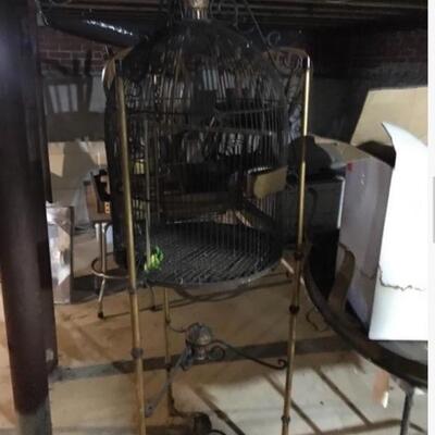 Massive 6 foot Tall Antique Metal Bird Cage