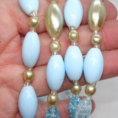 Gorgeous GERMANY Baby Blue 4 Strand Necklace & Clip Earrings - Reserve 