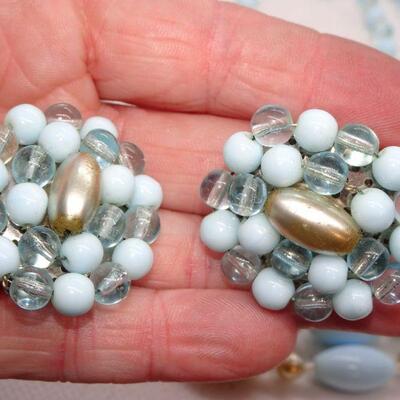 Gorgeous GERMANY Baby Blue 4 Strand Necklace & Clip Earrings - Reserve 