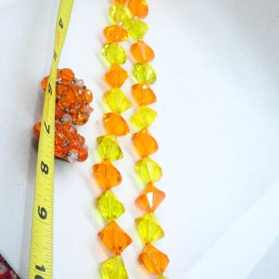 WESTERN GERMANY Tangerine & Lemon Colored Acrylic Necklace & Earrings - RESERVE 