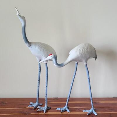 Lot 153: Heavy Metal Garden Art Egrets (Red Crowned Crane)