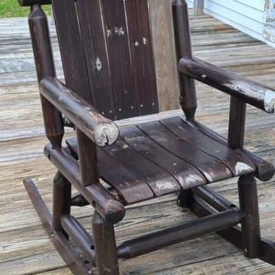 Lot P1: Large Wood Log Cabin Styled Rocker 