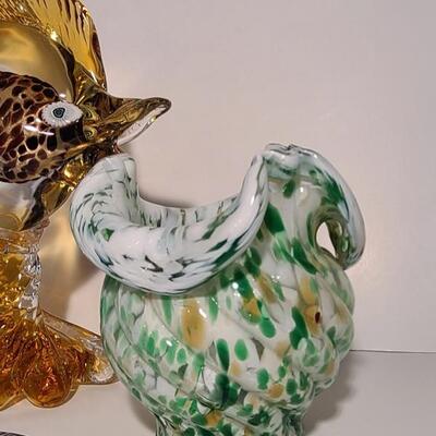 Lot 88: Large Blown Art Glass Fish and Vase