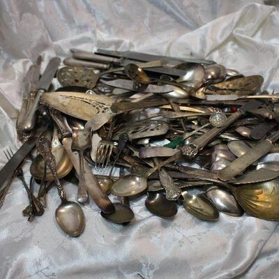 Silverplate, sterling, flatware, serving pieces, craft lot