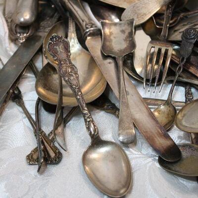 Silverplate, sterling, flatware, serving pieces, craft lot