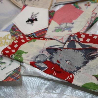 Vintage Handkerchief lot including Carol Stanley, animals, children