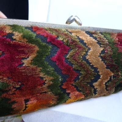 Vintage Carpet Bag Clutch, Great Fall Colors 