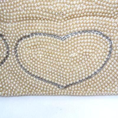 Vintage Pearl Clutch Hand Bag, Heart Design 