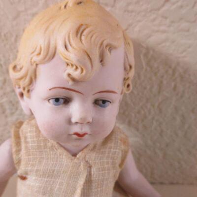 Antique Frozen Charlotte Parian Molded hair Doll 1900's 