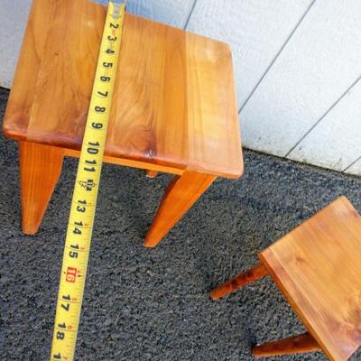 Lot #13 Two Small (Tiny) Solid Wood Side Tables