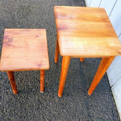 Lot #13 Two Small (Tiny) Solid Wood Side Tables