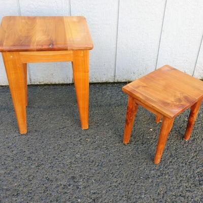 Lot #13 Two Small (Tiny) Solid Wood Side Tables
