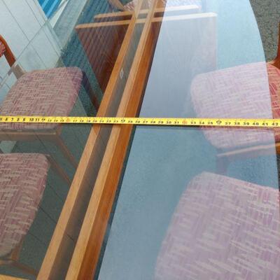 Lot #16  Danish Modern Thick Beveled Glass Dining Room TABLE w/ Teak Base