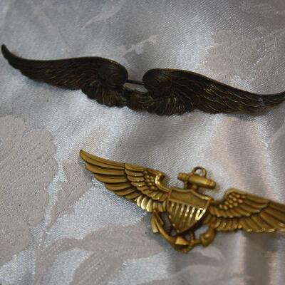 Vintage military pins - wings, USMC, sterling