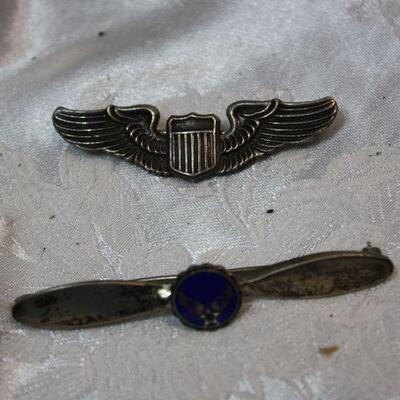 Vintage military pins - wings, USMC, sterling
