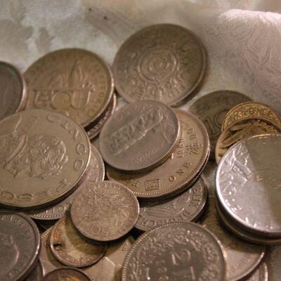 Vintage mixed foreign silver tone coins