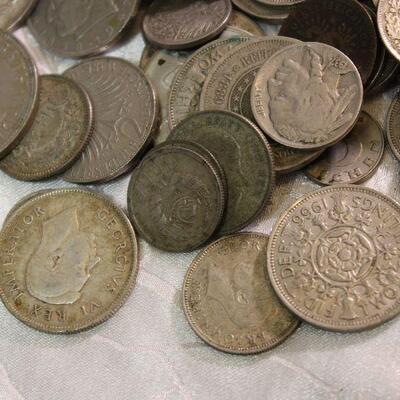 Vintage mixed foreign silver tone coins