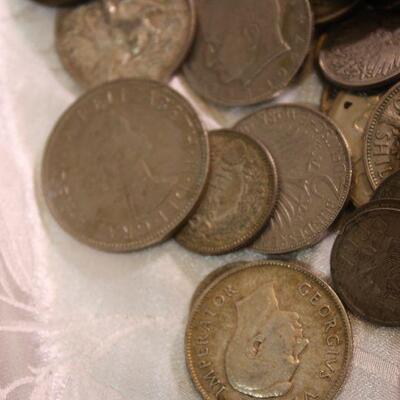 Vintage mixed foreign silver tone coins