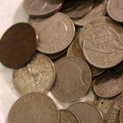 Vintage mixed foreign silver tone coins