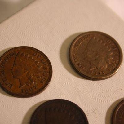 5 Indian Head pennies 