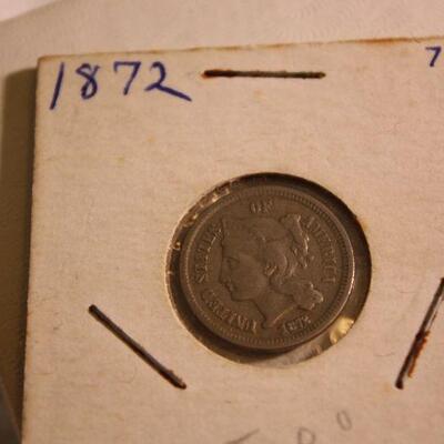 1872 3 Cent piece vintage coin