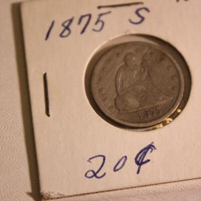 1875 S 20 Cent piece vintage coin