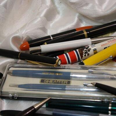 Vintage pen lot, Sheaffer, Estebrook, MontBlanc, advertising, 14k nib
