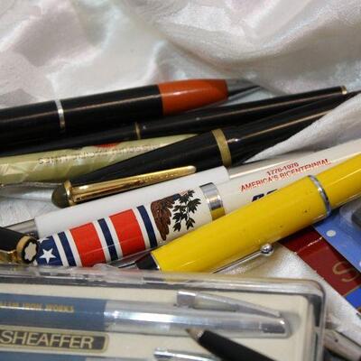 Vintage pen lot, Sheaffer, Estebrook, MontBlanc, advertising, 14k nib