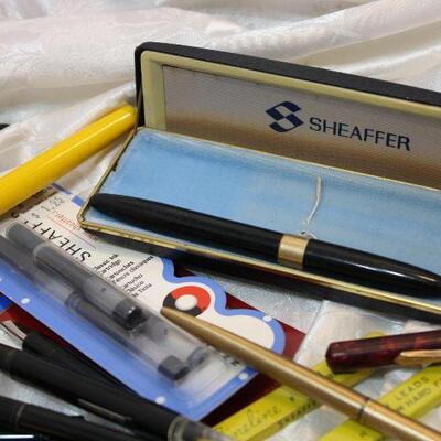 Vintage pen lot, Sheaffer, Estebrook, MontBlanc, advertising, 14k nib