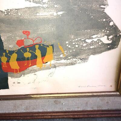 Lot 162 Framed Picture Depicting Jonah and the Whale Bible Story Toni Rivera 1962