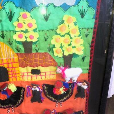 Lot 163 Quilted Collage South America Dancers  Lama 3-D Folkart