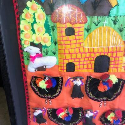 Lot 163 Quilted Collage South America Dancers  Lama 3-D Folkart