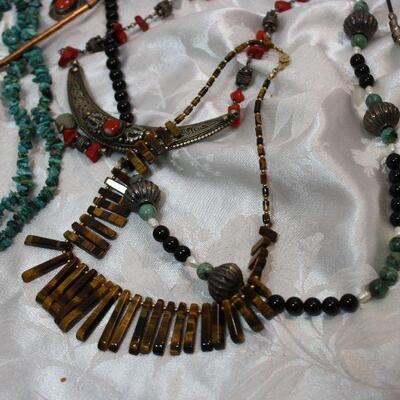 Boho, necklace lot includes Silpada sterling, beads, copper, stones