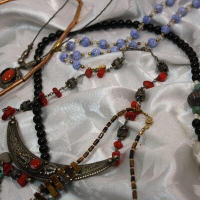 Boho, necklace lot includes Silpada sterling, beads, copper, stones