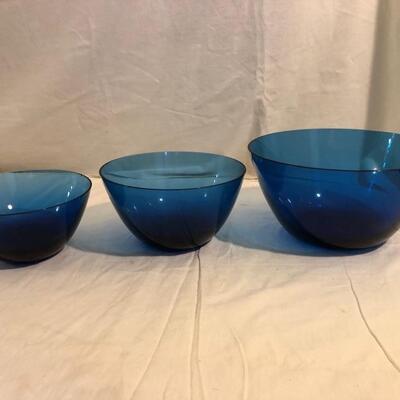 Blue glass nesting bowls