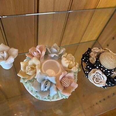LOT 205 Bisque floral statuettes 