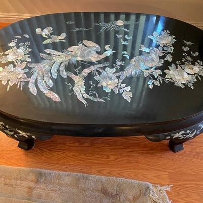 Korean Black Lacquer oval coffee table