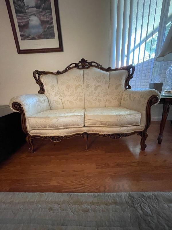 Antique white rosewood traditional Love Seat