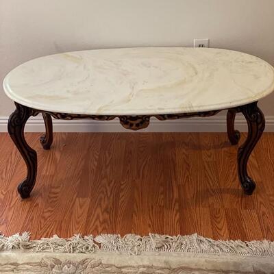 White marble and Rosewood coffee table