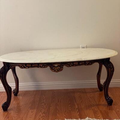 White marble and Rosewood coffee table