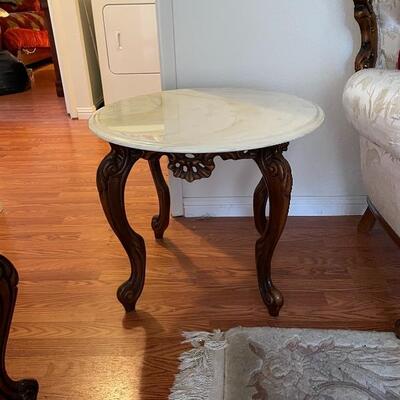 White marble and Rosewood end table