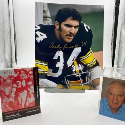 Autographed Andy Russell Football Photo.