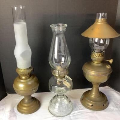 2203 Three Vintage Oil Lamps
