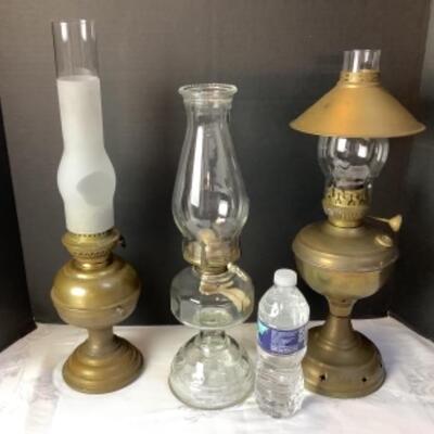 2203 Three Vintage Oil Lamps