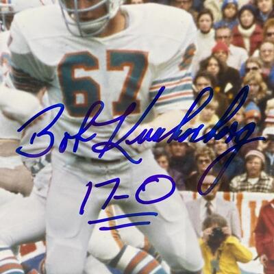 Autographed Bob Kuechenberg Football Photo.