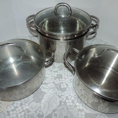 STAINLESS STEEL POTS WITH LIDS
