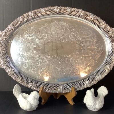 2216 Ornate Silver Plate Tray 