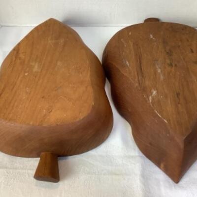 2220 Pair of Wood Leaf Shaped Bowls