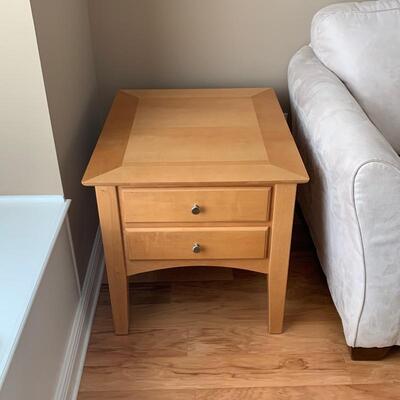Single Light Wood Color Side Table with Two Drawers